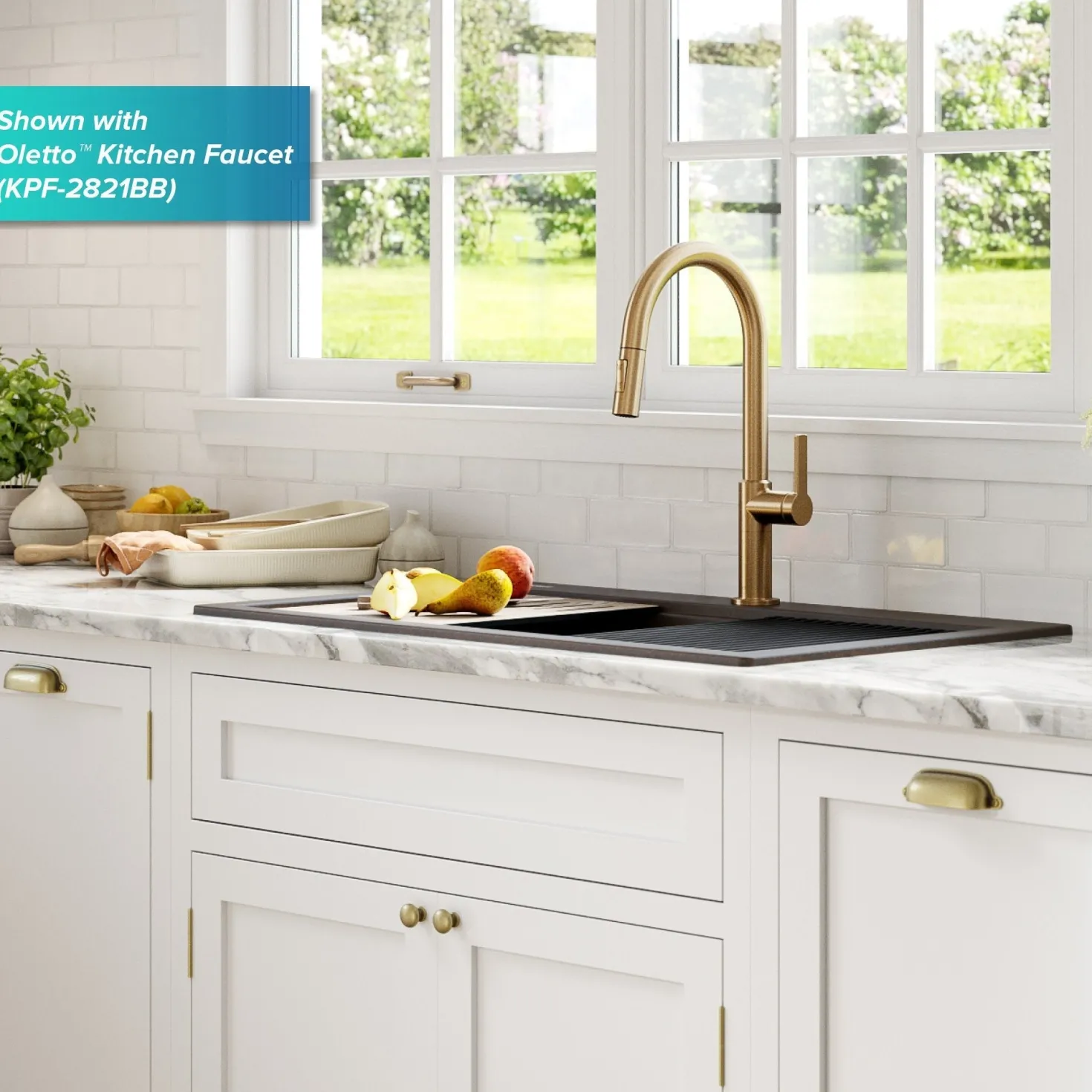 KRAUS Bellucci Workstation 33" Drop-In Granite Composite Kitchen Sink with Accessories