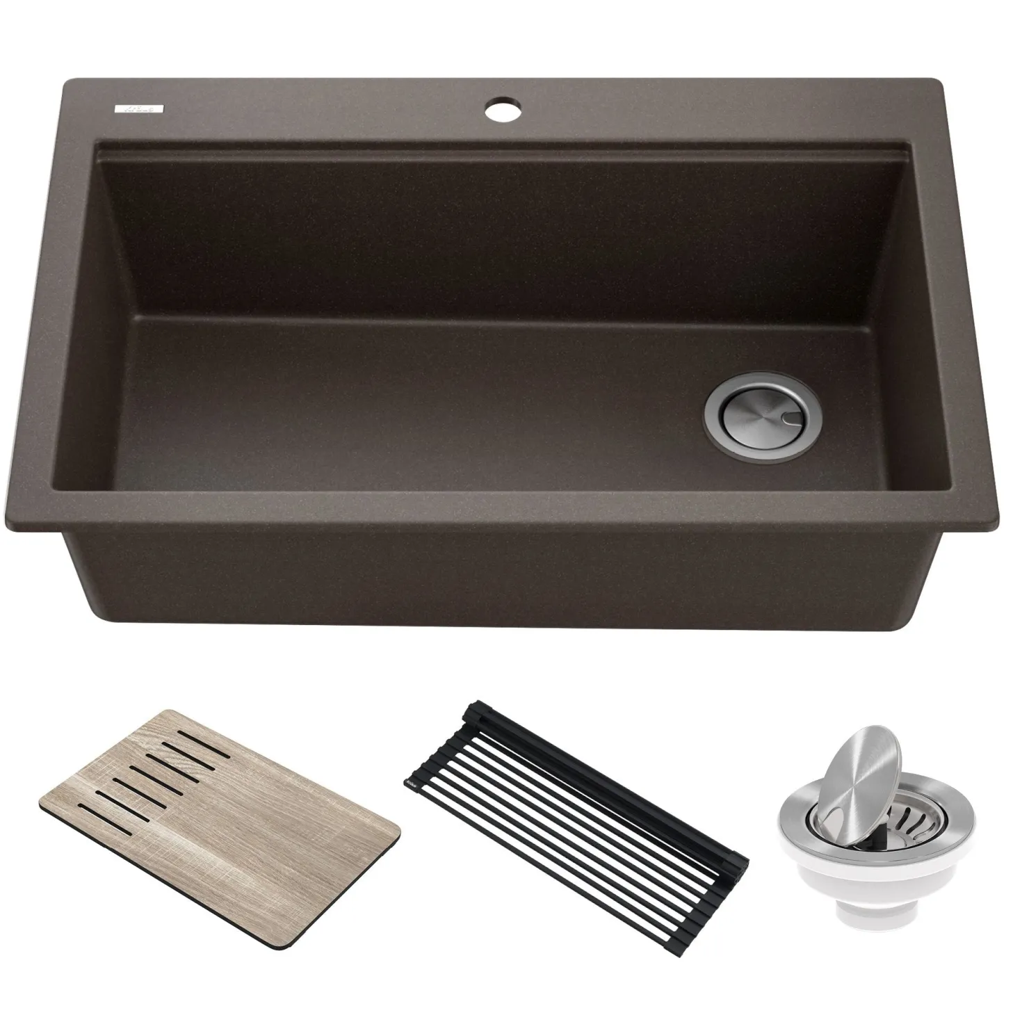 KRAUS Bellucci Workstation 33" Drop-In Granite Composite Kitchen Sink with Accessories