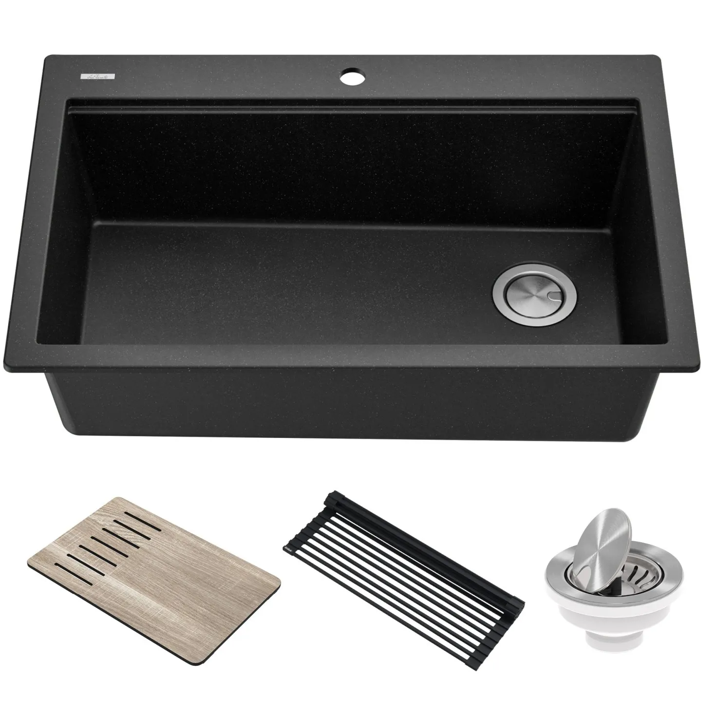 KRAUS Bellucci Workstation 33" Drop-In Granite Composite Kitchen Sink with Accessories