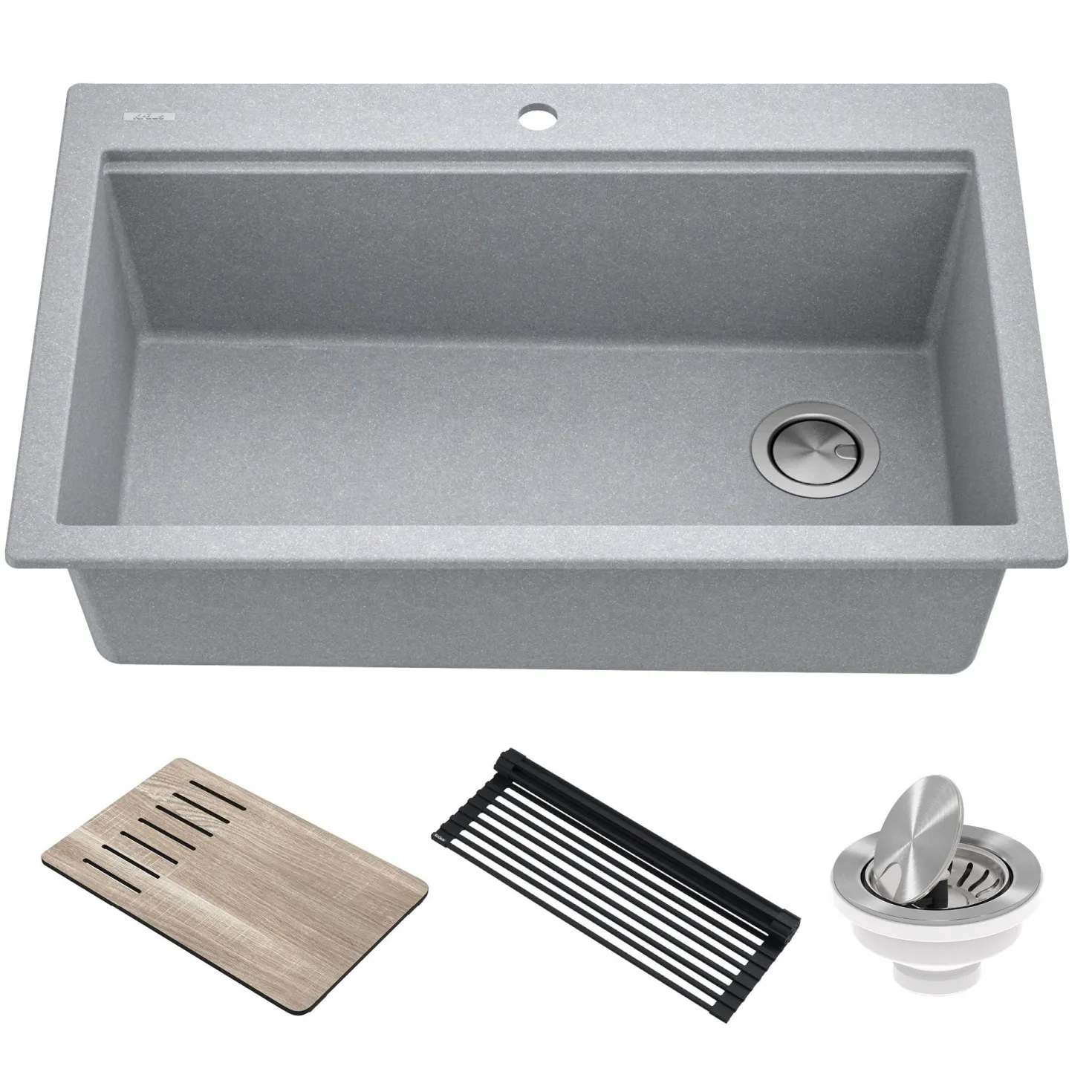 KRAUS Bellucci Workstation 33" Drop-In Granite Composite Kitchen Sink with Accessories