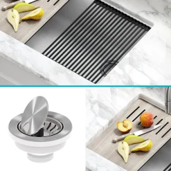 KRAUS Bellucci Workstation 30" Undermount Granite Composite Single Bowl Kitchen Sink in White with Accessories