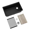 KRAUS Bellucci Workstation 33" Undermount Granite Composite Kitchen Sink in Metallic Black with Accessories