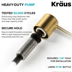 KRAUS Boden Kitchen Soap and Lotion Dispenser in Brushed Brass
