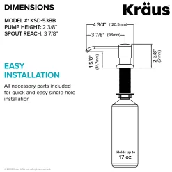 KRAUS Boden Kitchen Soap and Lotion Dispenser in Brushed Brass