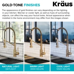 KRAUS Bolden Commercial Style Pull-Down Single Handle 18-Inch Kitchen Faucet in Brushed Brass