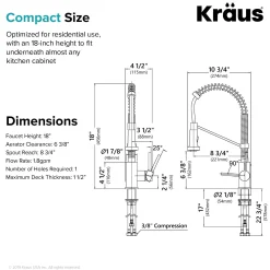 KRAUS Bolden Commercial Style Pull-Down Single Handle 18-Inch Kitchen Faucet in Brushed Brass