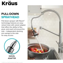 KRAUS Bolden Commercial Style Pull-Down Single Handle 18-Inch Kitchen Faucet in Brushed Brass