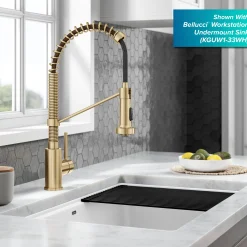 KRAUS Bolden Commercial Style Pull-Down Single Handle 18-Inch Kitchen Faucet in Brushed Brass