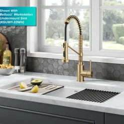 KRAUS Bolden Commercial Style Pull-Down Single Handle 18-Inch Kitchen Faucet in Brushed Brass