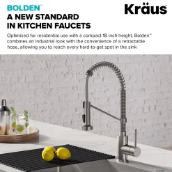 KRAUS Bolden Commercial Style Pull-Down Kitchen Faucet and Purita Water Filter Faucet Combo in Spot Free Stainless Steel