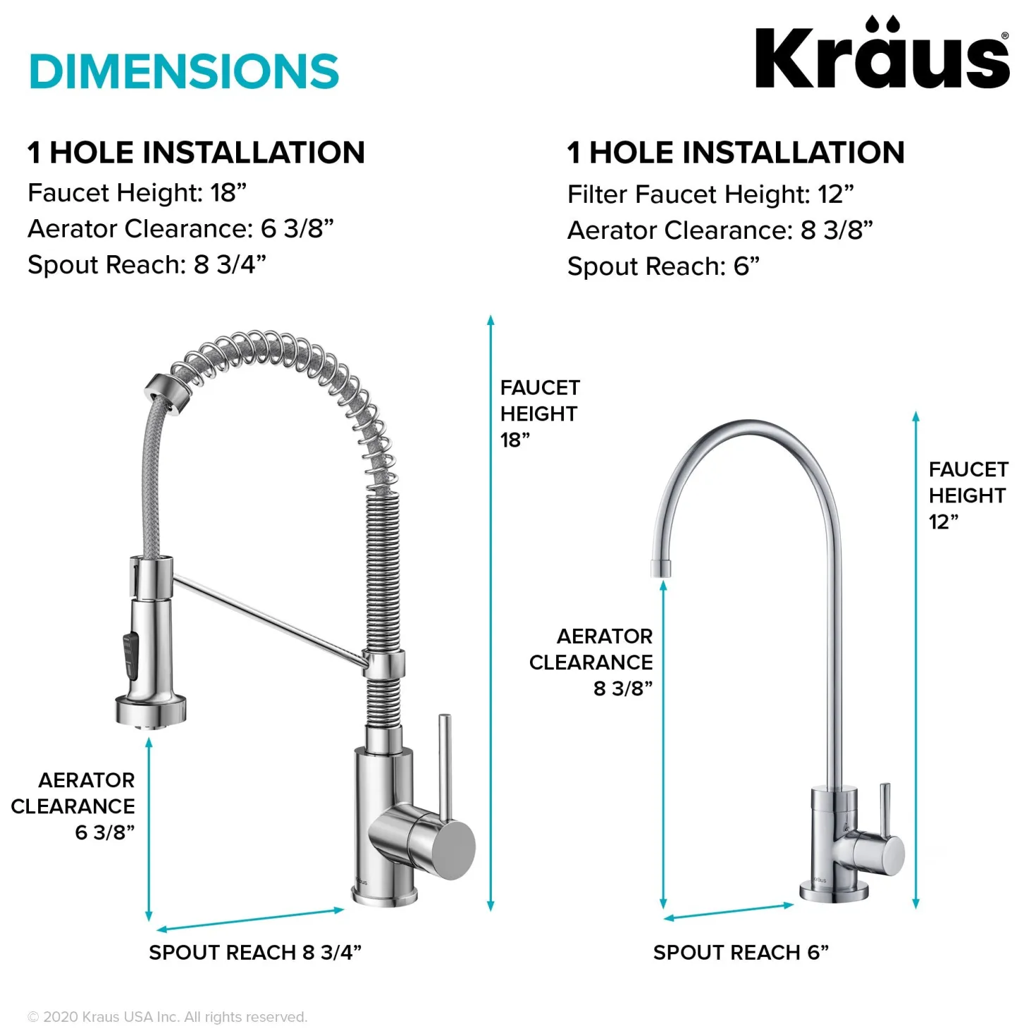 KRAUS Bolden Commercial Style Pull-Down Kitchen Faucet and Purita Water Filter Faucet Combo in Chrome
