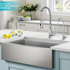 KRAUS Bolden Commercial Style Pull-Down Kitchen Faucet and Purita Water Filter Faucet Combo in Chrome