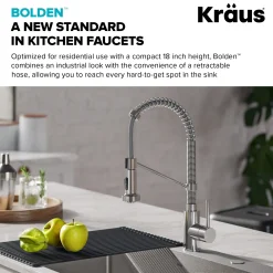 KRAUS Bolden Commercial Style Pull-Down Kitchen Faucet and Purita Water Filter Faucet Combo in Chrome