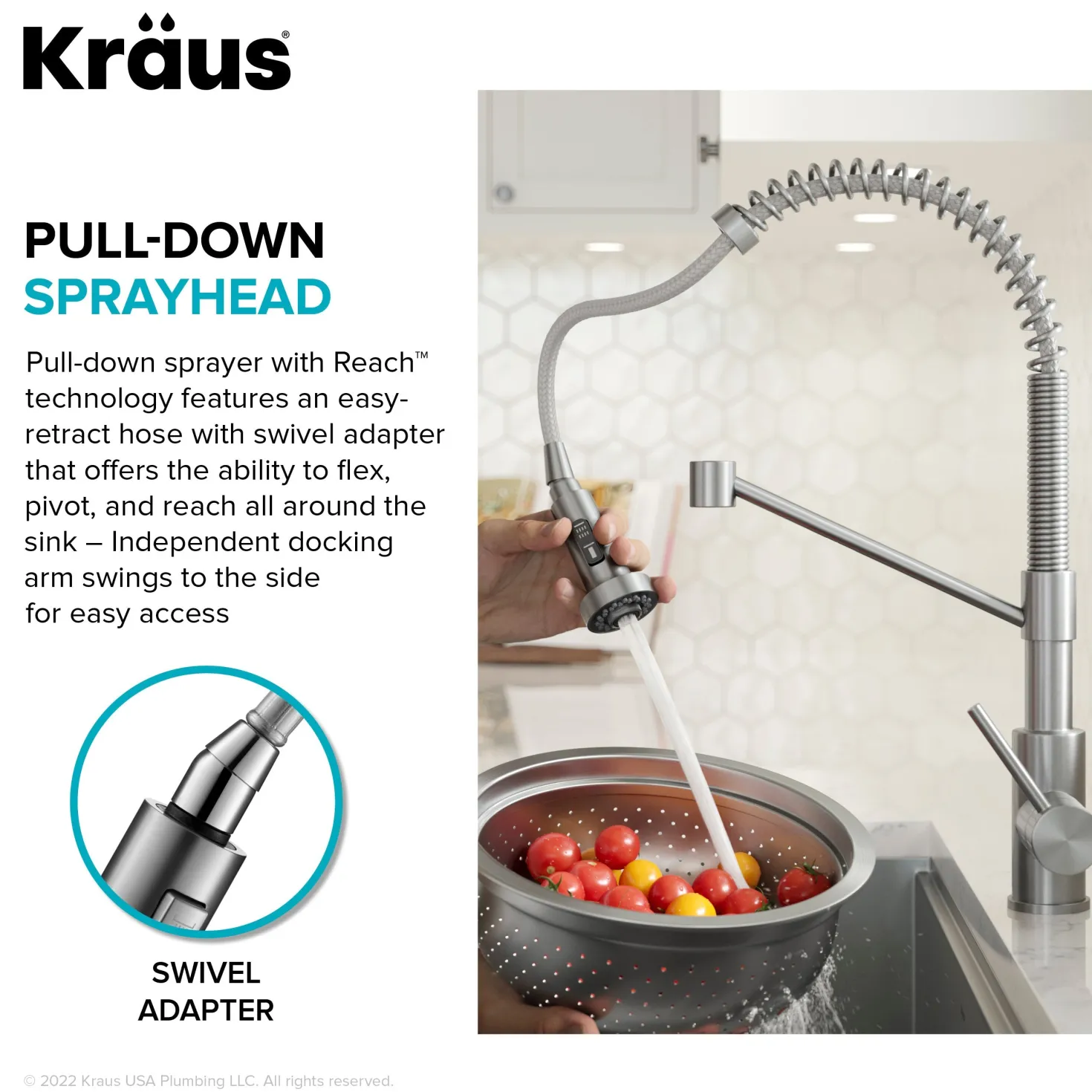 KRAUS Bolden 18-Inch Commercial Kitchen Faucet with Pull-Down Sprayhead in Chrome