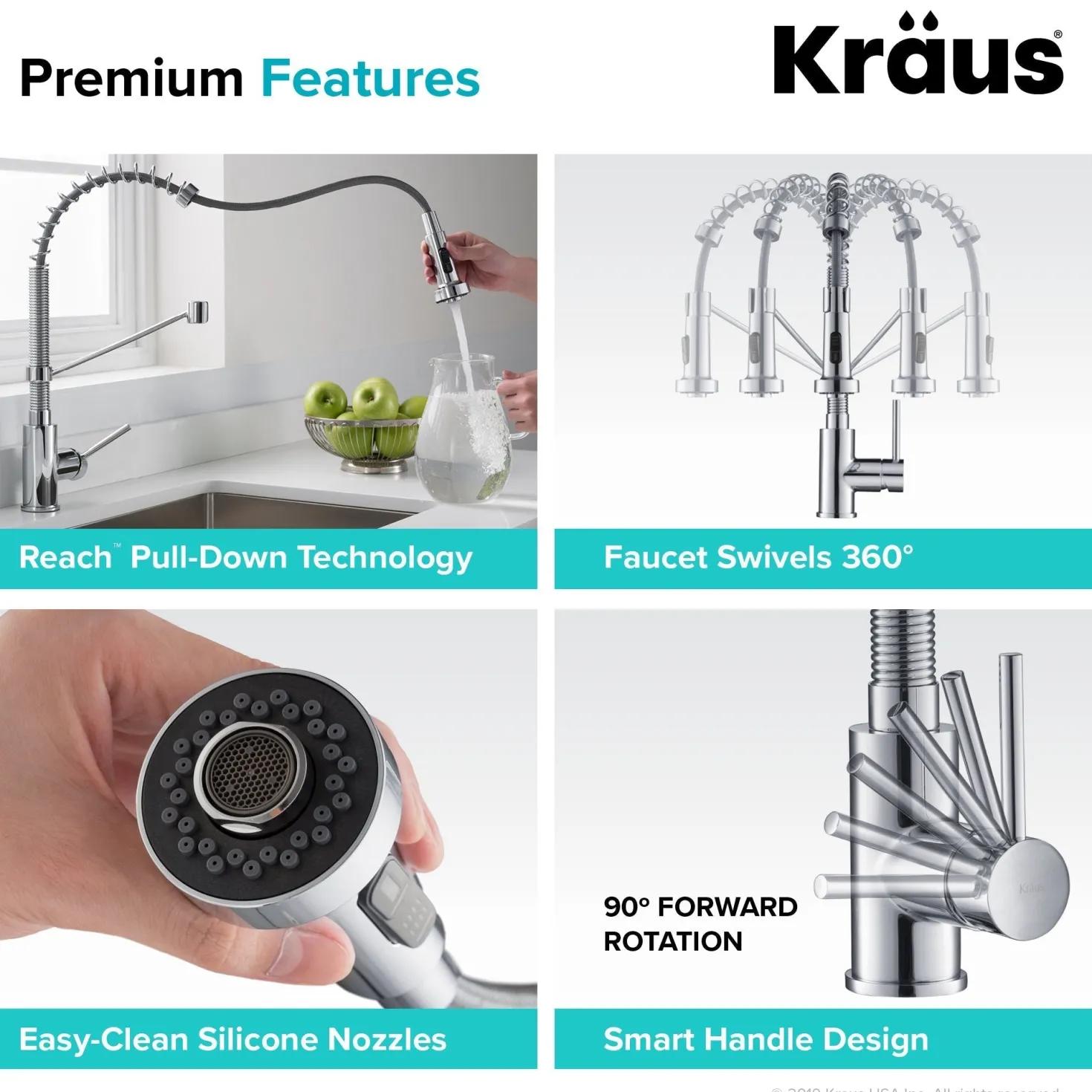 KRAUS Bolden 18-Inch Commercial Kitchen Faucet with Pull-Down Sprayhead in Chrome