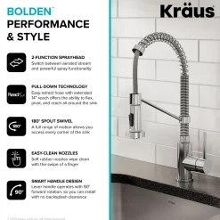 KRAUS Bolden 18-Inch Commercial Kitchen Faucet with Pull-Down Sprayhead in Chrome