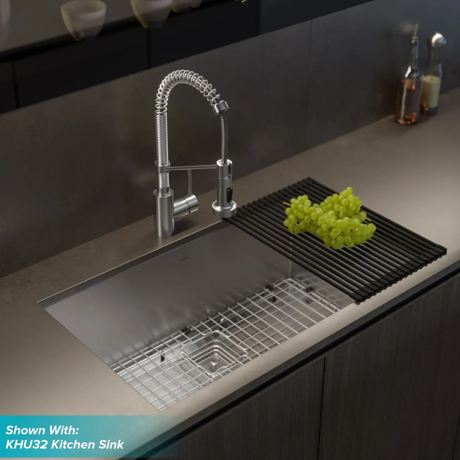 KRAUS Bolden 18-Inch Commercial Kitchen Faucet with Pull-Down Sprayhead in Chrome
