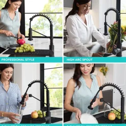 KRAUS Bolden 18-Inch Commercial Kitchen Faucet with Pull-Down Sprayhead in Matte Black