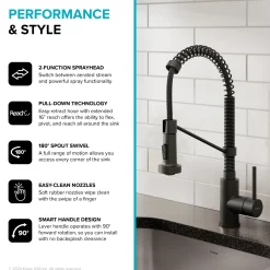 KRAUS Bolden 18-Inch Commercial Kitchen Faucet with Pull-Down Sprayhead in Matte Black