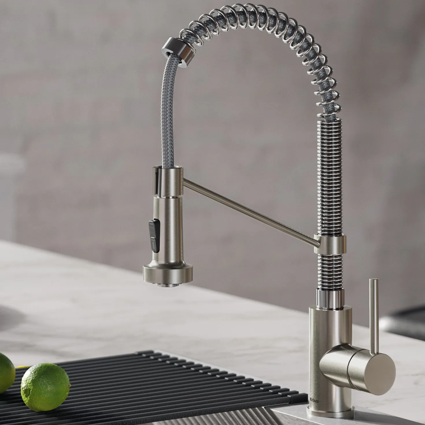 KRAUS Bolden 18-Inch Commercial Kitchen Faucet with Pull-Down Sprayhead in Stainless Steel/Chrome