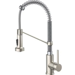 KRAUS Bolden 18-Inch Commercial Kitchen Faucet with Pull-Down Sprayhead in Stainless Steel/Chrome