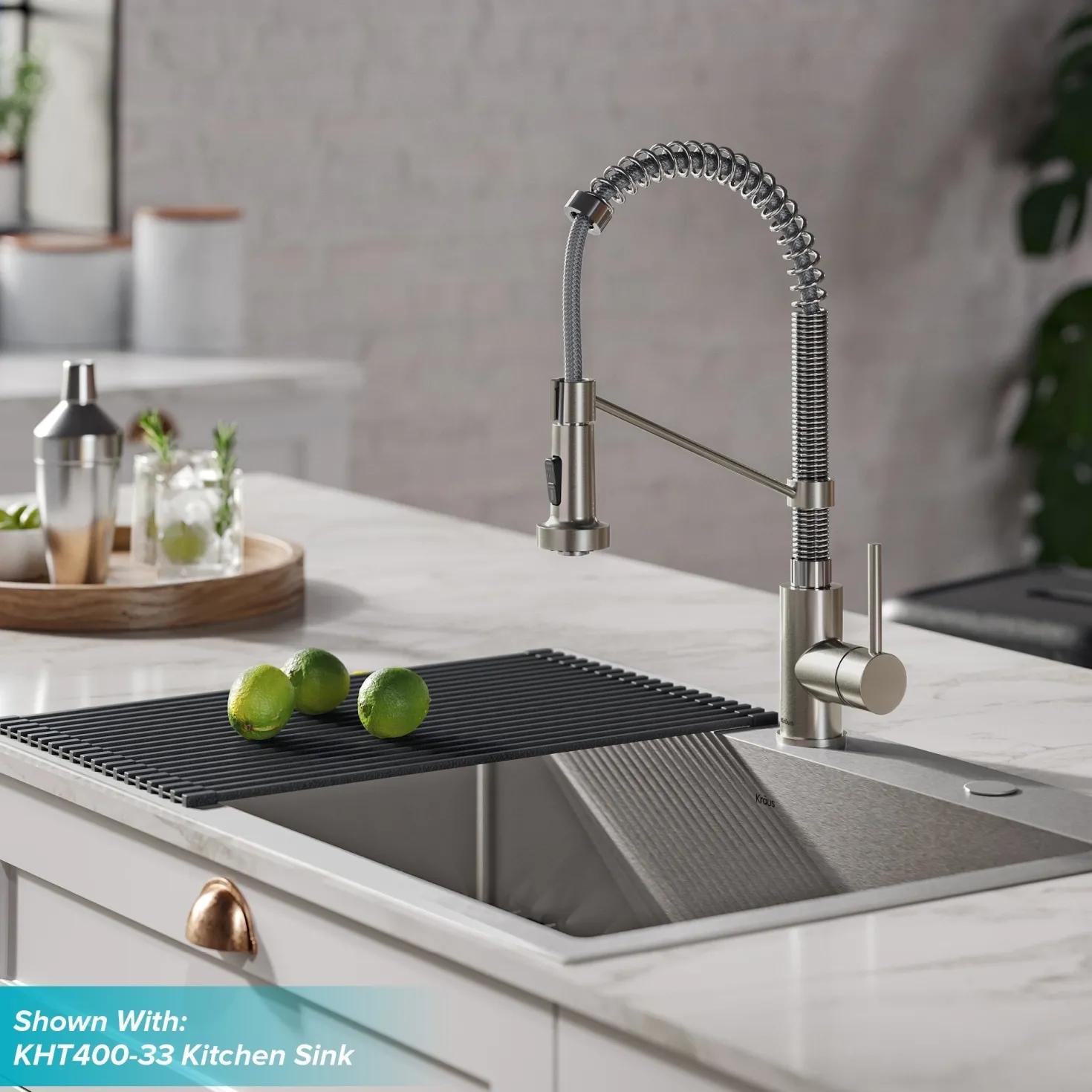 KRAUS Bolden 18-Inch Commercial Kitchen Faucet with Pull-Down Sprayhead in Stainless Steel/Chrome