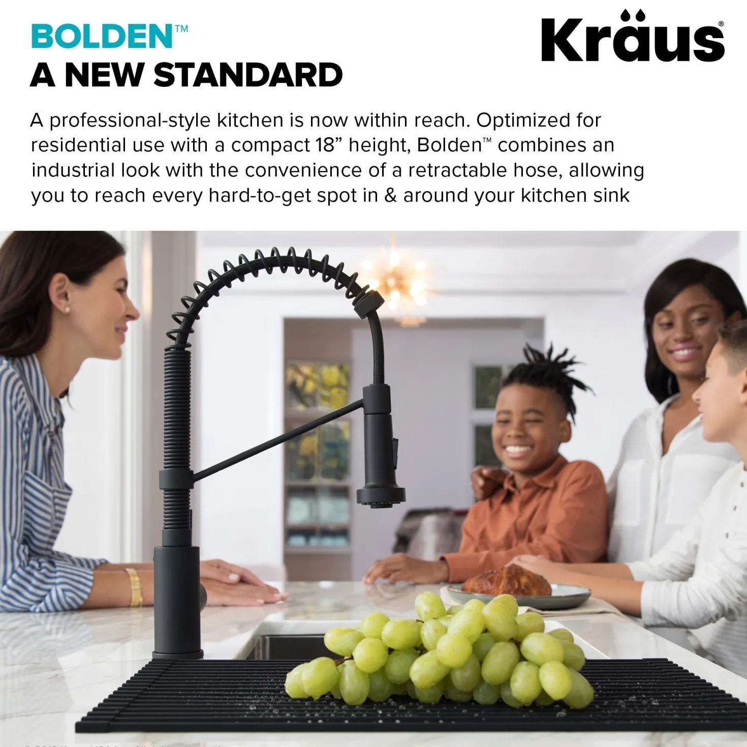 KRAUS Bolden 18-Inch Commercial Kitchen Faucet with Pull-Down Sprayhead in Stainless Steel/Chrome
