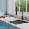 KRAUS Bolden 18-Inch Commercial Kitchen Faucet with Pull-Down Sprayhead in Stainless Steel/Matte Black