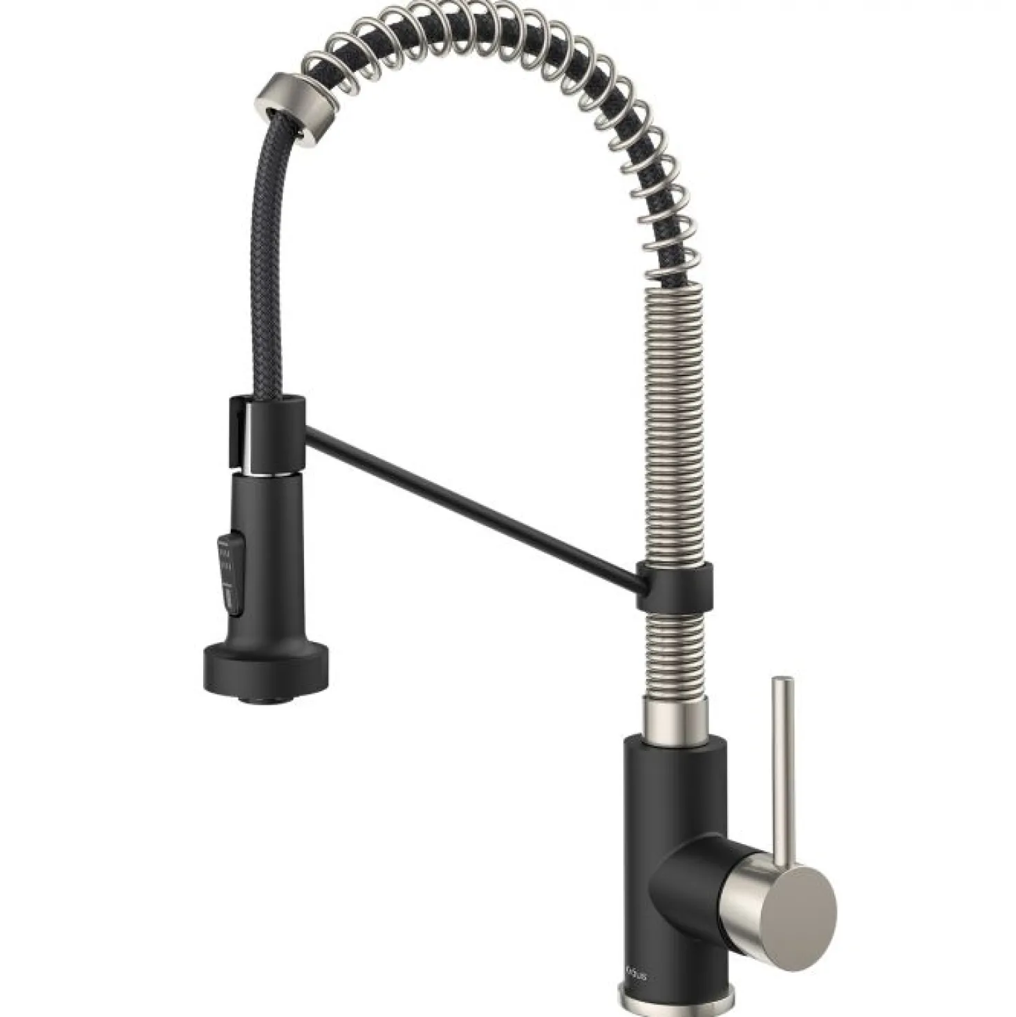 KRAUS Bolden 18-Inch Commercial Kitchen Faucet with Pull-Down Sprayhead in Stainless Steel/Matte Black