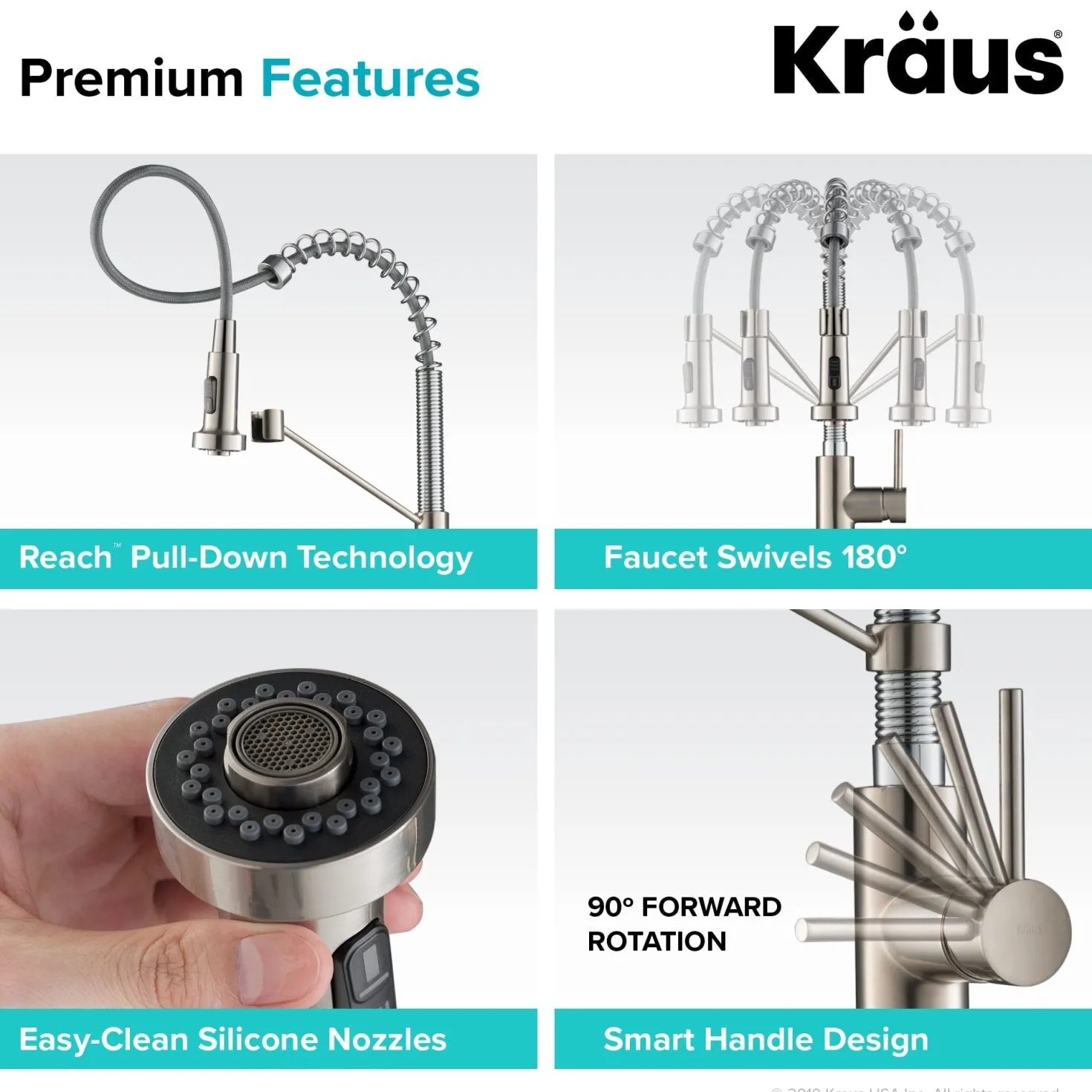 KRAUS Bolden 18-Inch Commercial Kitchen Faucet with Pull-Down Sprayhead in Spot Free Stainless Steel/Chrome