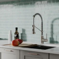 KRAUS Bolden 18-Inch Commercial Kitchen Faucet with Pull-Down Sprayhead in Spot Free Stainless Steel/Chrome