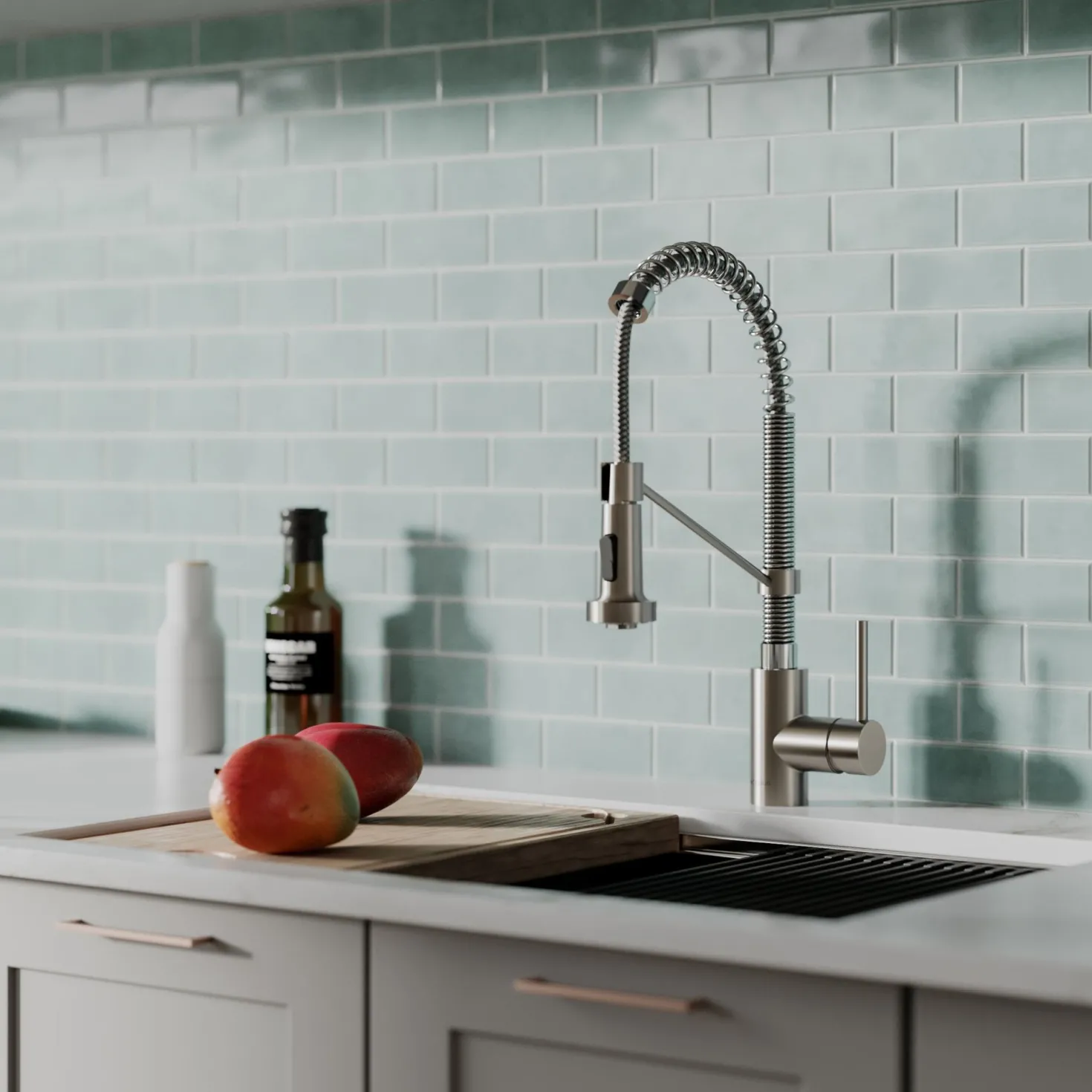 KRAUS Bolden 18-Inch Commercial Kitchen Faucet with Pull-Down Sprayhead in Spot Free Stainless Steel/Chrome