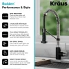 KRAUS Bolden 18-Inch Commercial Kitchen Faucet with Pull-Down Sprayhead in Spot Free Stainless Steel/Matte Black