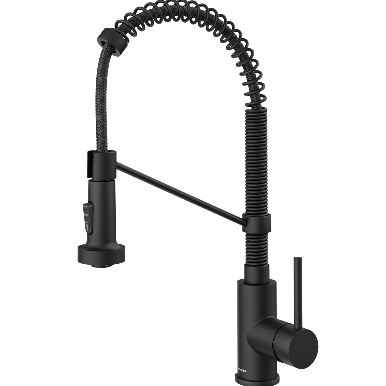 KRAUS Bolden 18-Inch Commercial Kitchen Faucet with Pull-Down Sprayhead in Spot Free Stainless Steel/Matte Black