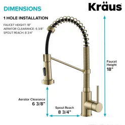 KRAUS Bolden 18-Inch Commercial Kitchen Faucet with Pull-Down Sprayhead in Brushed Gold
