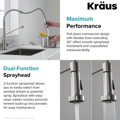 KRAUS Bolden 18-Inch Commercial Kitchen Faucet with Soap Dispenser in Spot Free Stainless Steel