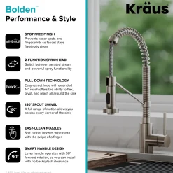 KRAUS Bolden 18-Inch Commercial Kitchen Faucet with Soap Dispenser in Spot Free Stainless Steel
