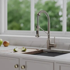 KRAUS Bolden 18-Inch Commercial Kitchen Faucet with Pull-Down Sprayhead in Spot Free Stainless