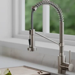 KRAUS Bolden 18-Inch Commercial Kitchen Faucet with Pull-Down Sprayhead in Spot Free Stainless