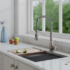 KRAUS Bolden 18-Inch Commercial Kitchen Faucet with Pull-Down Sprayhead in Spot Free Stainless