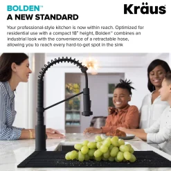 KRAUS Bolden 18-Inch Commercial Kitchen Faucet with Pull-Down Sprayhead in Spot Free Stainless