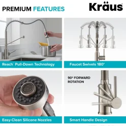 KRAUS Bolden 18-Inch Commercial Kitchen Faucet with Pull-Down Sprayhead in Spot Free Antique Champagne Bronze
