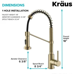 KRAUS Bolden 18-Inch Commercial Kitchen Faucet with Pull-Down Sprayhead in Spot Free Antique Champagne Bronze