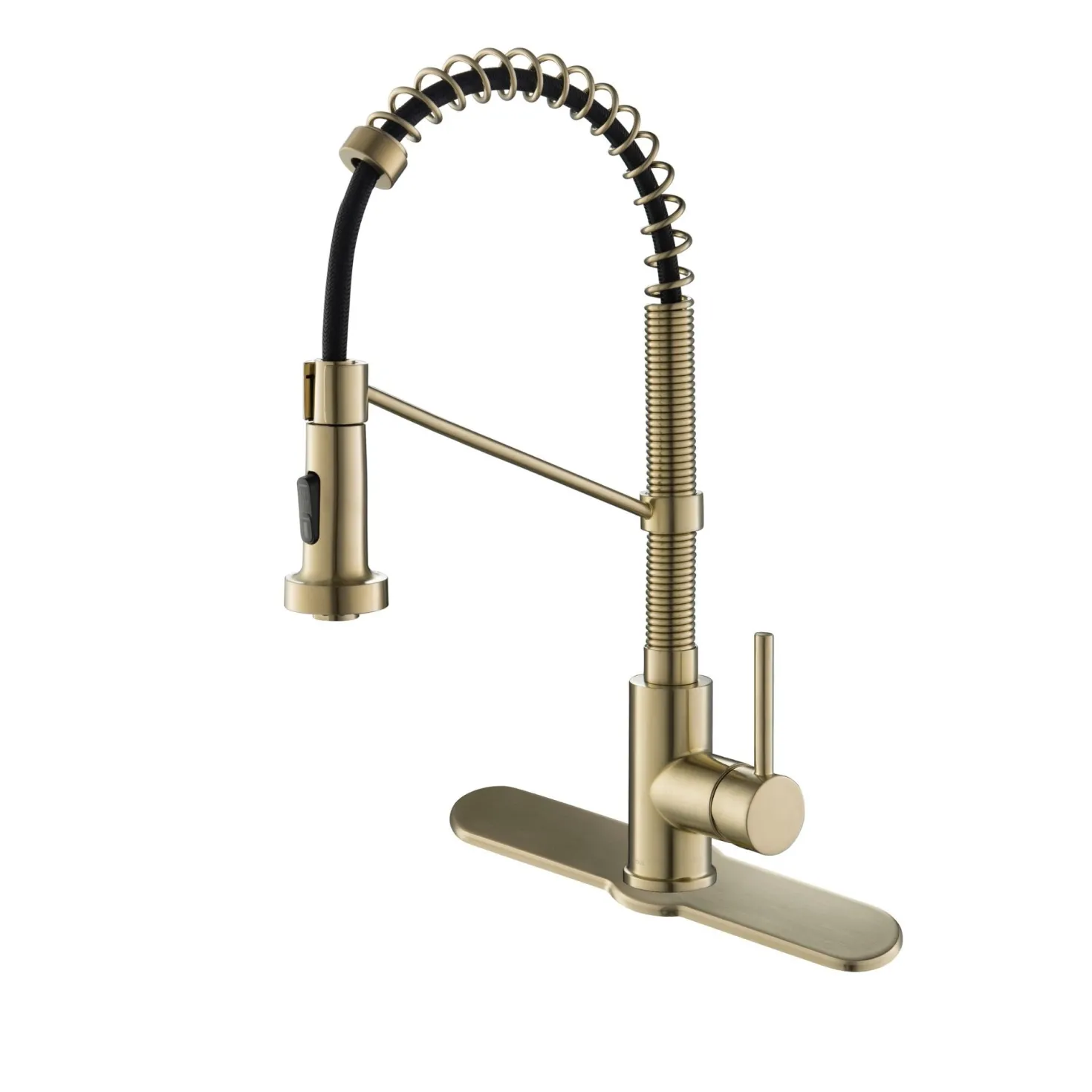 KRAUS Bolden 18-Inch Commercial Kitchen Faucet with Pull-Down Sprayhead in Spot Free Antique Champagne Bronze