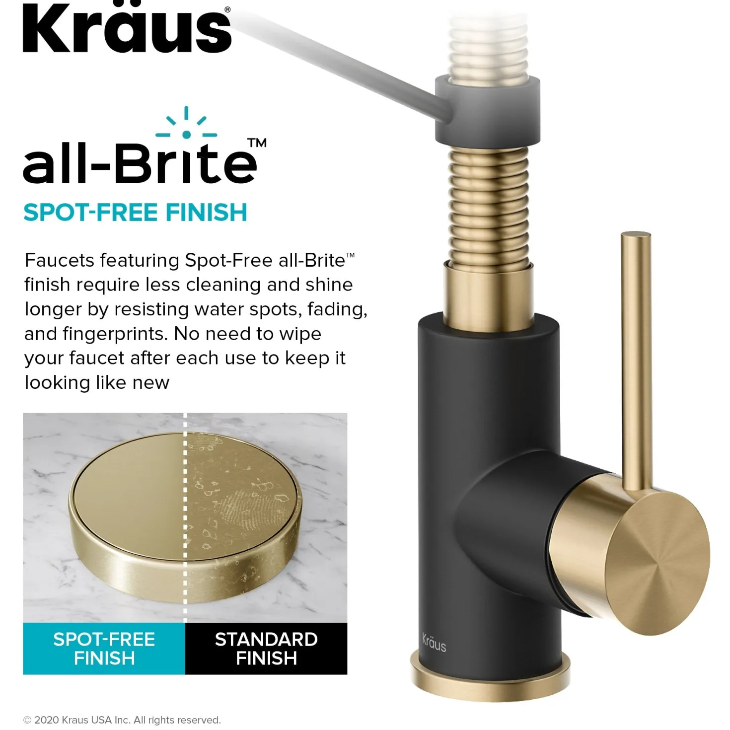 KRAUS Bolden 18-Inch Commercial Kitchen Faucet with Pull-Down Sprayhead in Spot Free Antique Champagne Bronze/Matte Black