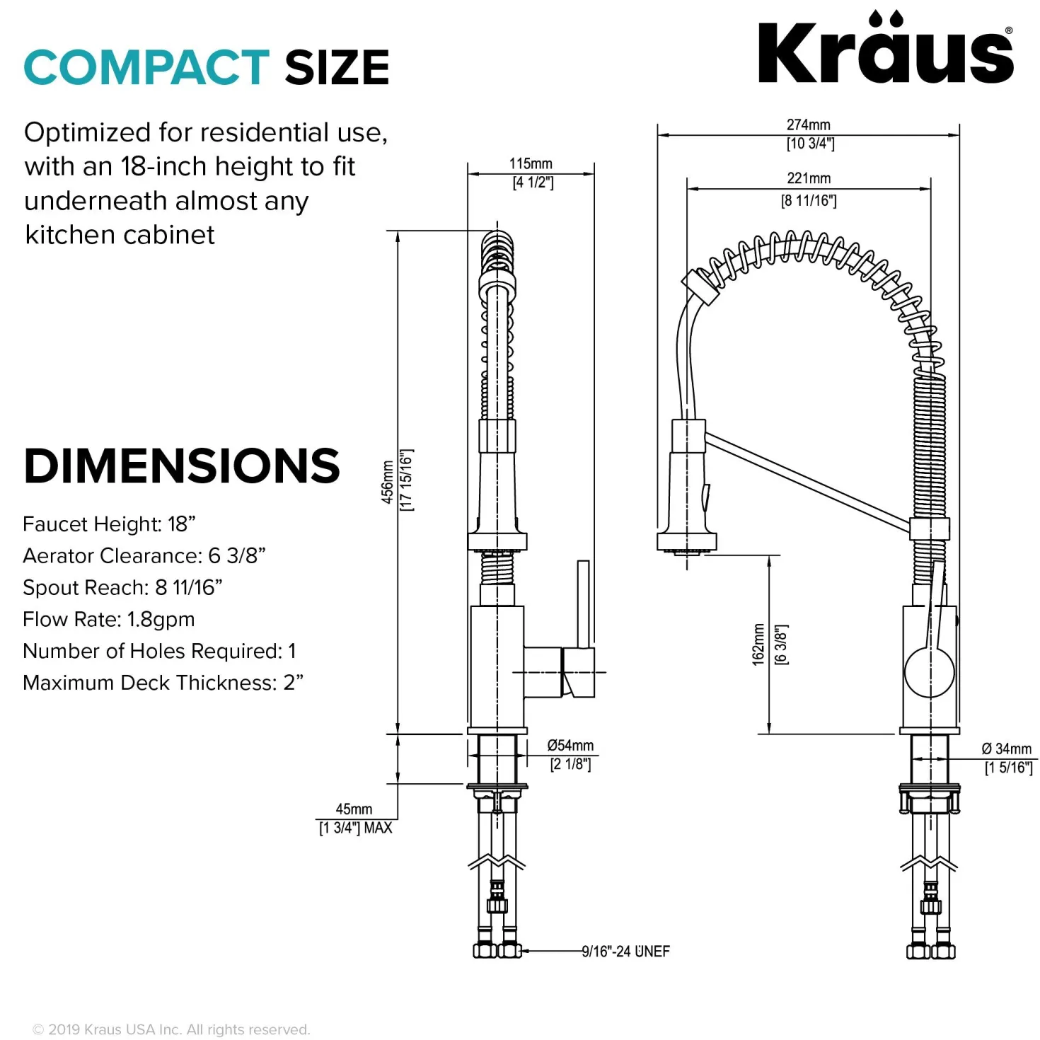 KRAUS Bolden 18-Inch Commercial Kitchen Faucet with Soap Dispenser in Matte Black