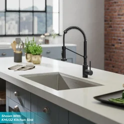 KRAUS Bolden 18-Inch Commercial Kitchen Faucet with Soap Dispenser in Matte Black