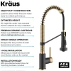 KRAUS Bolden 18-Inch Commercial Kitchen Faucet with Pull-Down Sprayhead in Brushed Brass & Matte Black