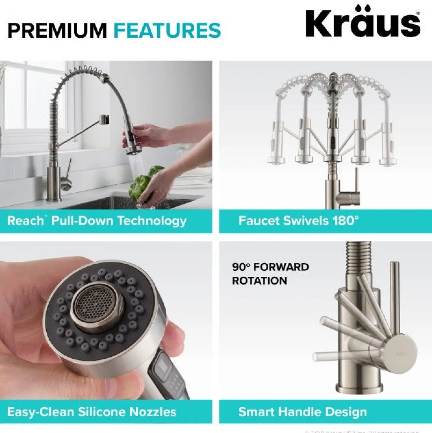 KRAUS Bolden 18-Inch Commercial Kitchen Faucet with Pull-Down Sprayhead in Brushed Brass & Matte Black