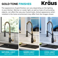 KRAUS Bolden 18-Inch Commercial Kitchen Faucet with Pull-Down Sprayhead in Brushed Brass & Matte Black